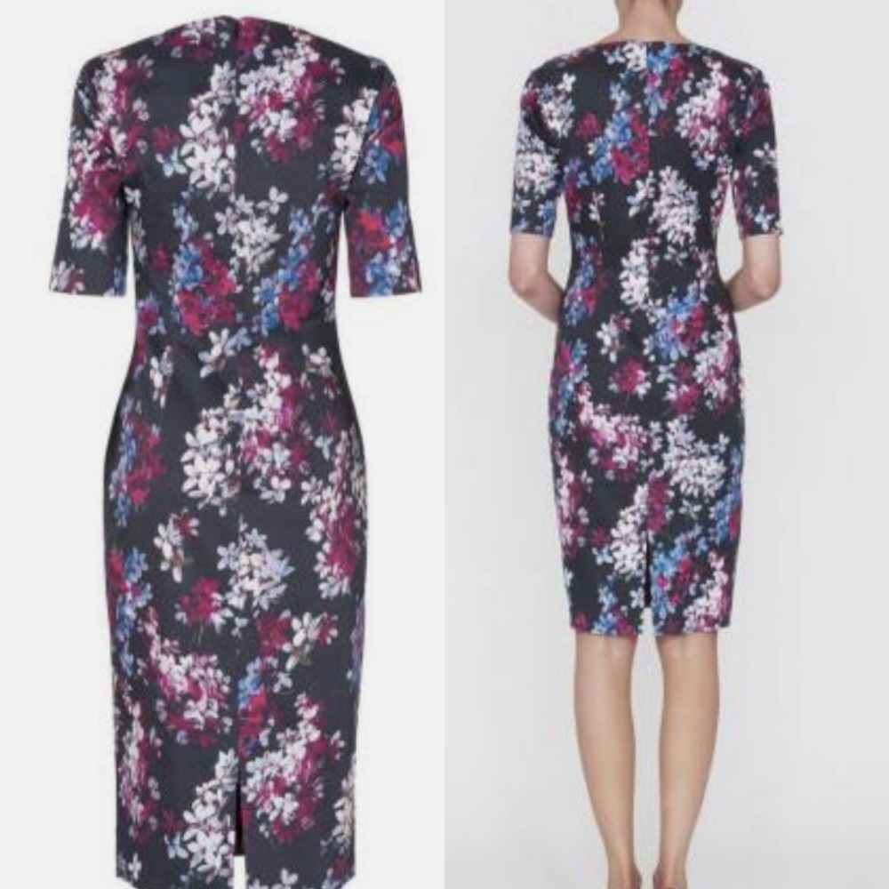 L.K. Bennett London Debra Purple Floral Shift Dress